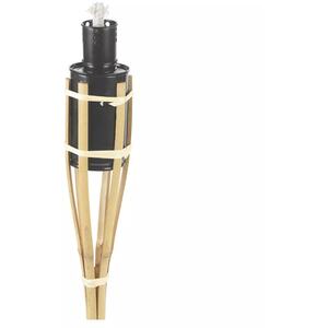 Black Bamboo Torch Lanterns - Outdoor Garden Oil Patio Lights - Brown - Set of 6