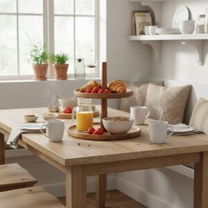 2 Tier Acacia Wood Cake Stand - Brown