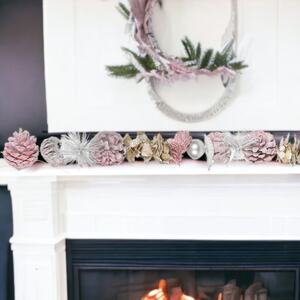 150cm Pinecone Christmas Garland for Tree, Fireplace, and Door Decor - Pink