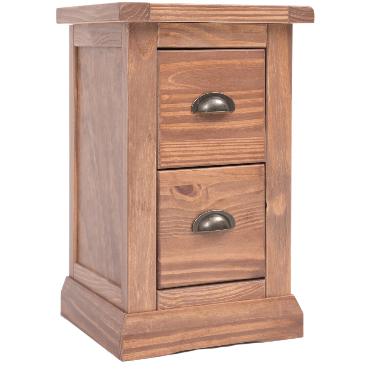 Cabinet Bits Tirolo 2 Drawer Petite Bedside Cabinet - Brown / Brass Cup