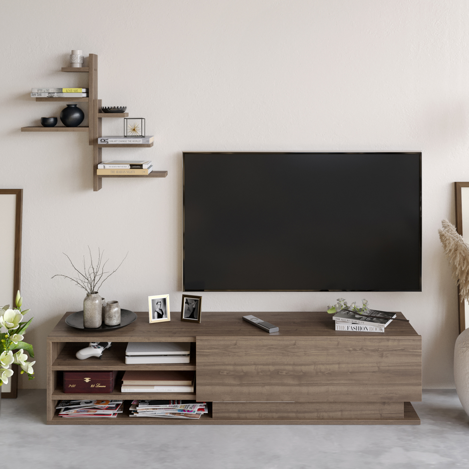 Lina TV Unit - Walnut
