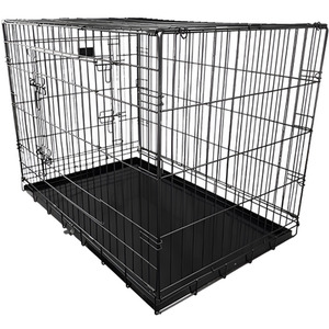 HugglePets Dog Cage with Metal Tray - Black - Small