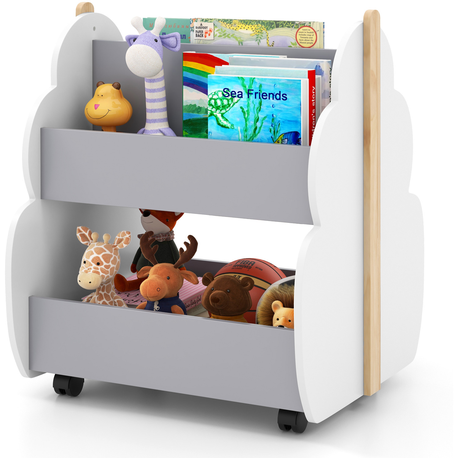 2-tier Kids Storage Shelf - Grey